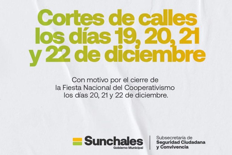 Cortes de calles por el cierre de la Fiesta Nacional del Cooperativismo