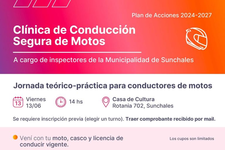 Clínica de Conducción Segura de Motos, a cargo de inspectores de la Municipalidad